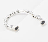 JAI Sterling Silver Bamboo Black Spinel Gem Pave Cuff, 8"